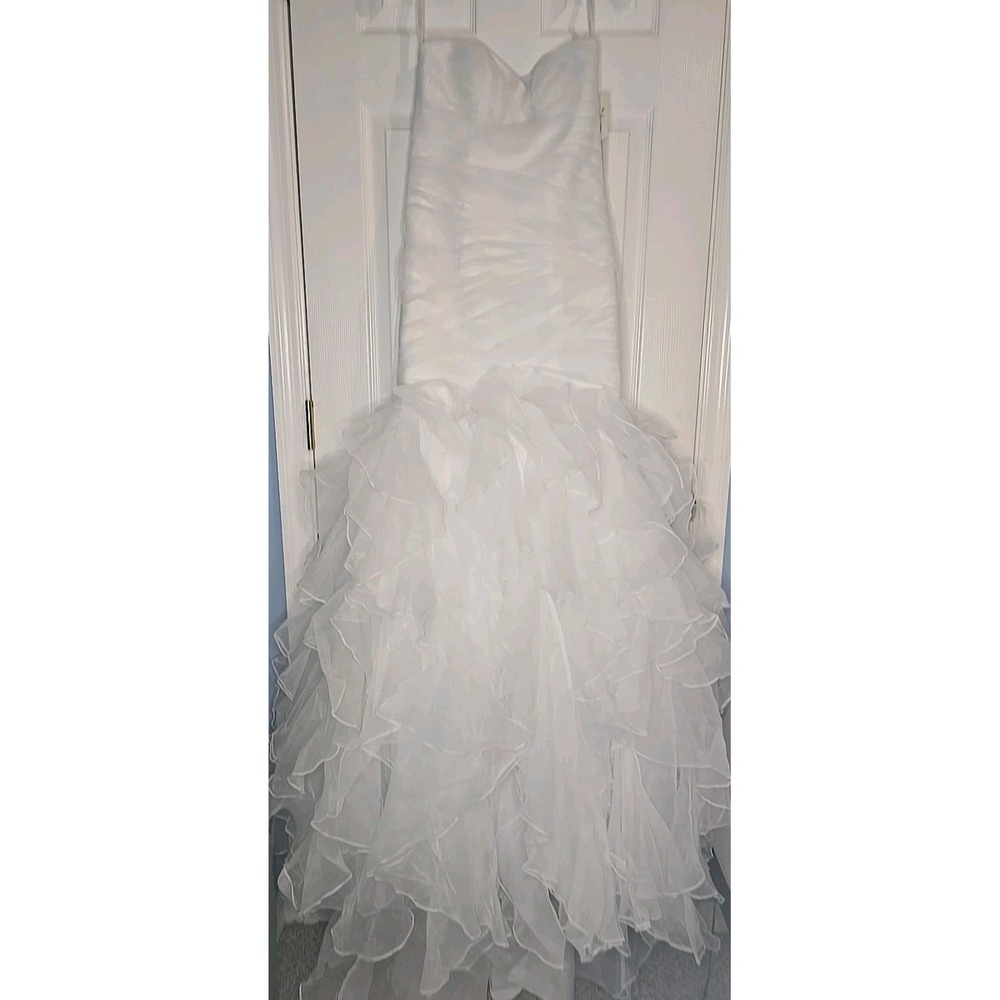 Davids Bridal WG3832 Gown Organza Mermaid Wedding Dress White Size 2